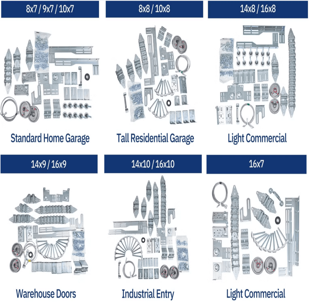 galvanized steel garage door hardware parts kit  garage door replacement hardware set  galvanized garage door hardware components  garage door hardware kit packaging