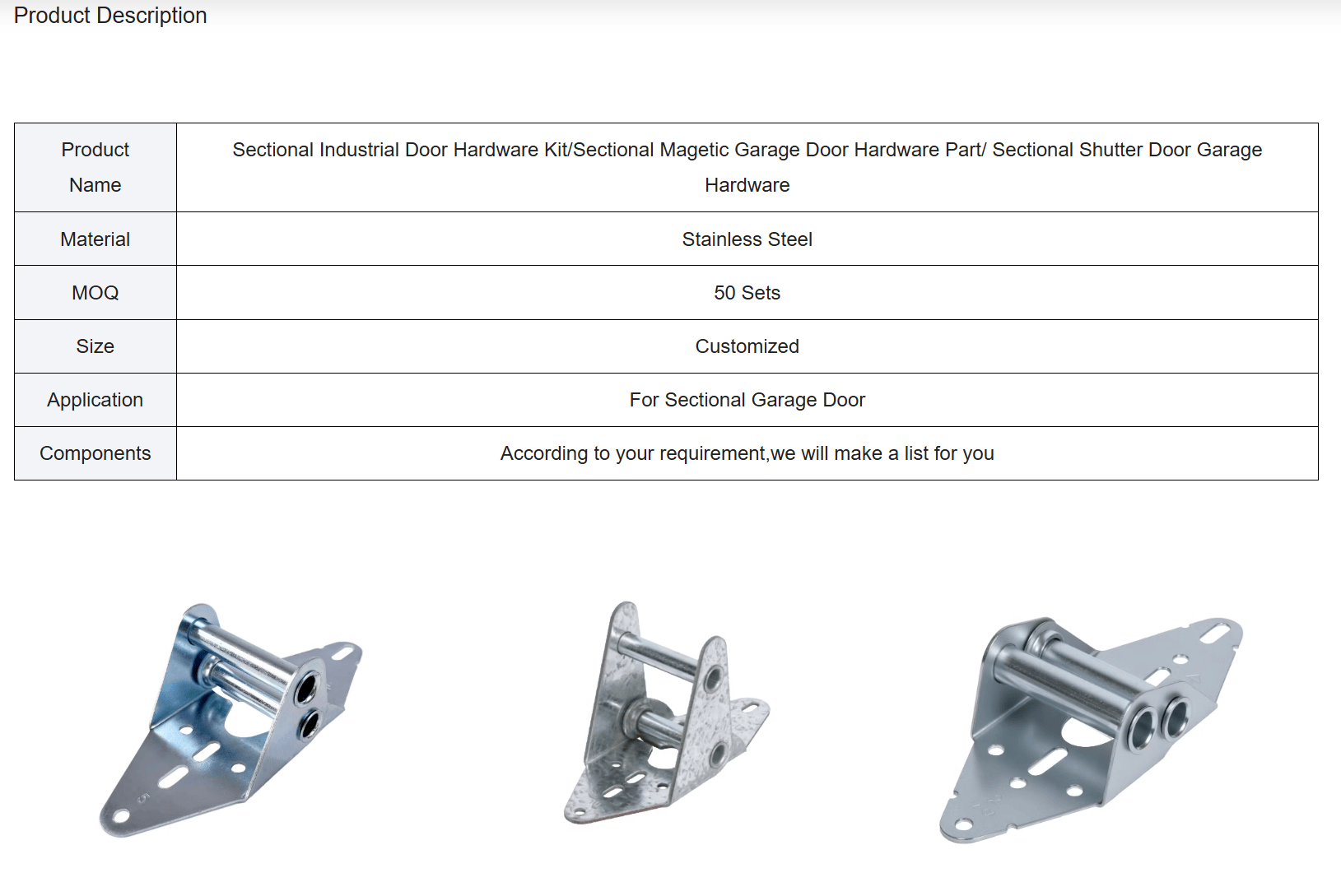 galvanized steel garage door hardware parts kit  garage door replacement hardware set  galvanized garage door hardware components  garage door hardware kit packaging