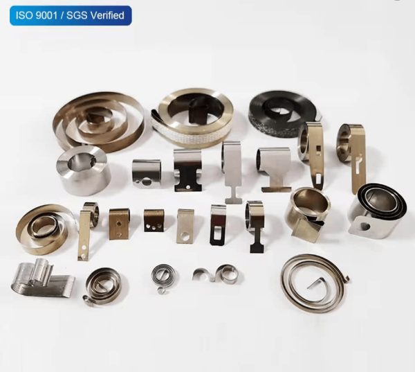 alt="stainless steel spiral power spring for rewind system" alt="flat coil spiral spring manufacturing process" alt="custom spiral torsion spring manufacturer"