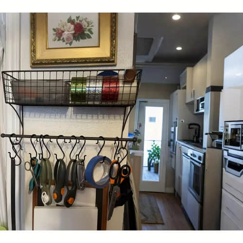 Heavy duty black electrophoretic metal S hooks with safety buckle for hanging plants and kitchen utensils Heavy duty black electrophoretic metal S hooks with safety buckle for hanging plants and kitchen utensils