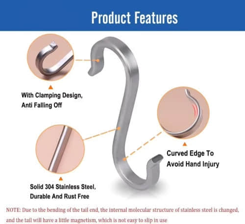 Heavy Duty Flat S Shaped Hooks | Stainless Steel Hangers for Kitchen & Closet | SEME Hardware Heavy Duty Flat S Shaped Hooks | Stainless Steel Hangers for Kitchen & Closet | SEME Hardware
