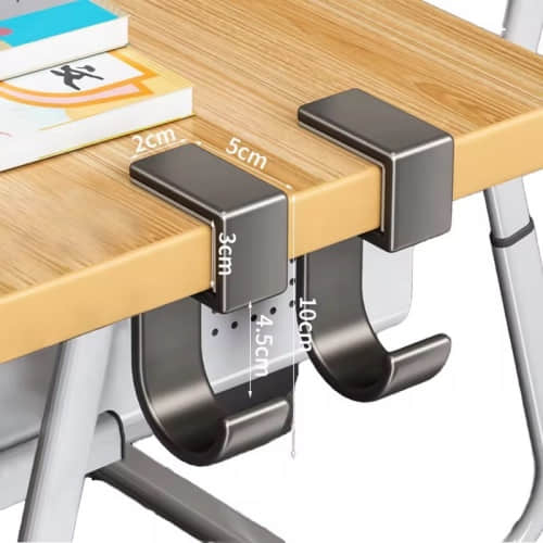 Custom metal desk bag hook dimension drawing, no drill table edge hanging hook manufacturer