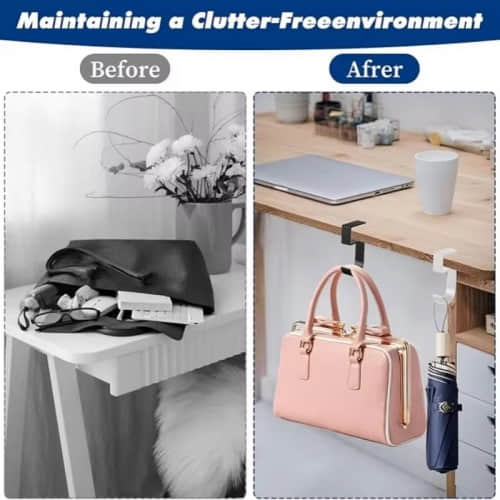 Custom metal desk bag hook dimension drawing, no drill table edge hanging hook manufacturer