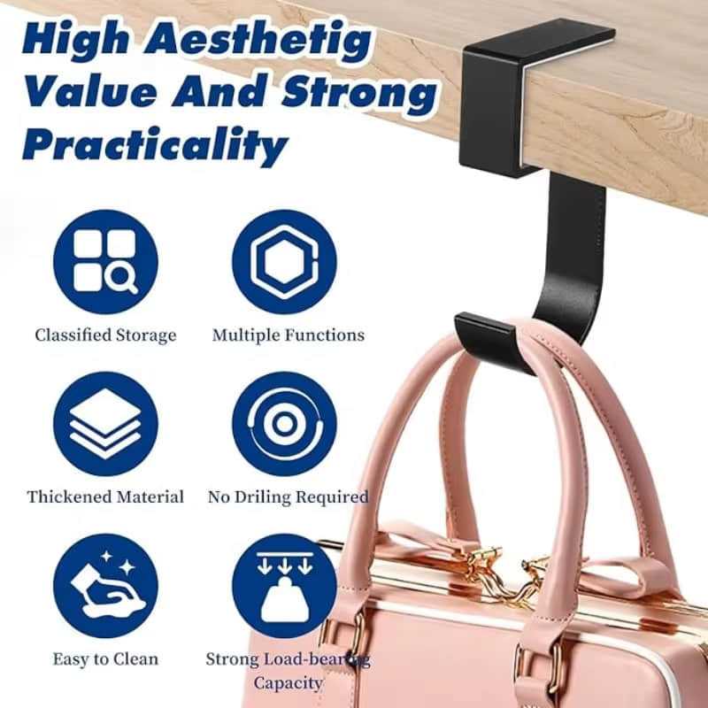 Custom metal desk bag hook dimension drawing, no drill table edge hanging hook manufacturer