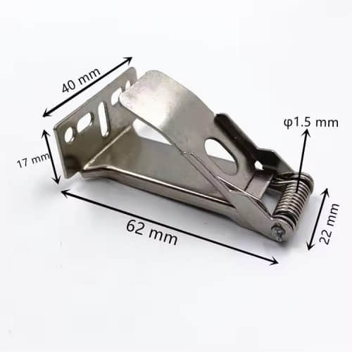 LED panel mounting clips, recessed downlight spring clips, flat panel light clips, heavy-duty spring clips, custom metal stamping China, OEM downlight clips, tool-less LED fixture clips